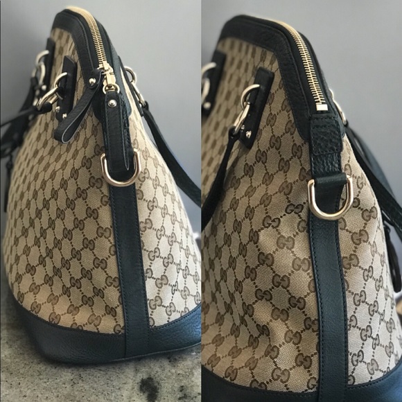 🔥SOLD🔥 GUCCI Guccissima GG leather trim Satchel - Picture 3 of 8